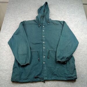 Up Time Jacket‎ Mens Medium Green Pullover Drawstring Fashion Hooded Anorak